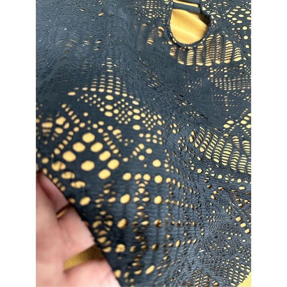 Mossimo Supply Co. Bohemian One Piece Swimsuit Crochet Lined Size XL Black Tan - Picture 4 of 10